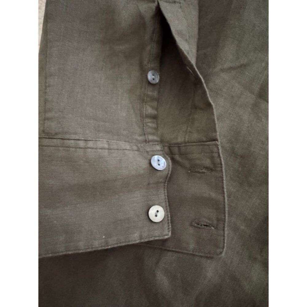 NWOT Theory Notched Collar Relaxed Linen button down shirt, size L - Picture 4 of 7